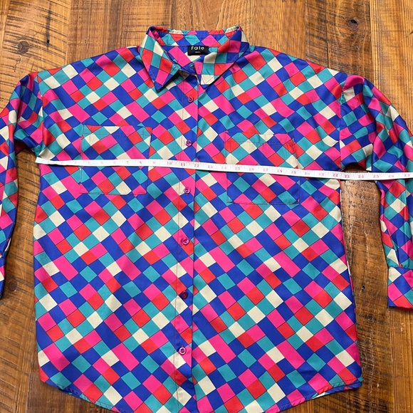 Fate Silky Color Block Button Down Top Small - Picture 6 of 9